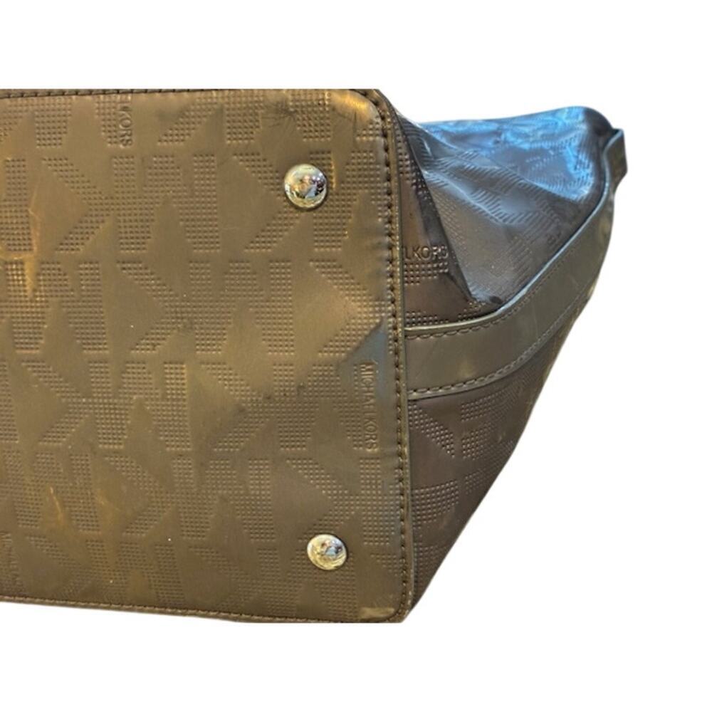 MICHAEL Michael Kors Metallic Gold Bronze Large Tote Bag Shoulder Logo Pattern - Picture 8 of 9